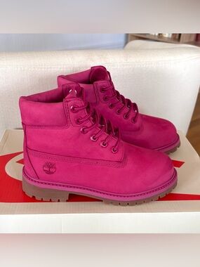 Timberland 6 Inch Premium Junior Boots Girls Size 13 Pink 200g Primaloft Suede
